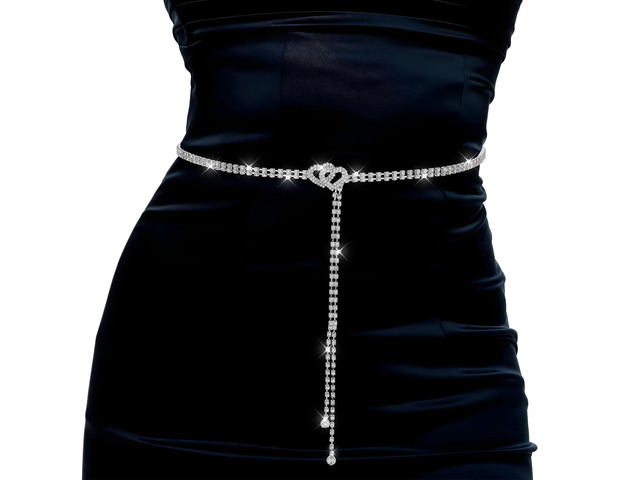 Rhinestone Belts for Women, Crystal Chain Belt Sparkly Silver Belt Crystal Waist Chains Glitter Chain Belts ThinBelt for Women Dress Party Wedding