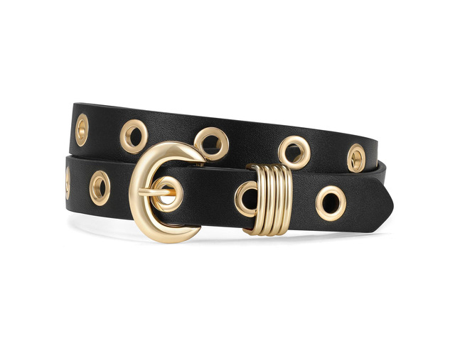 XZQTIVE Women's Skinny Leather Belt for Jeans Pants Fashion Thin Waist Belt with Gold or Silver Buckle