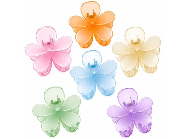 6 Pcs Flower Hair Claw Clips for Women, Ice Cream Color Large Claw Clips with Strong Hold Non Slip, Cute Hair Accessories for Thick Thin Curly Hair...
