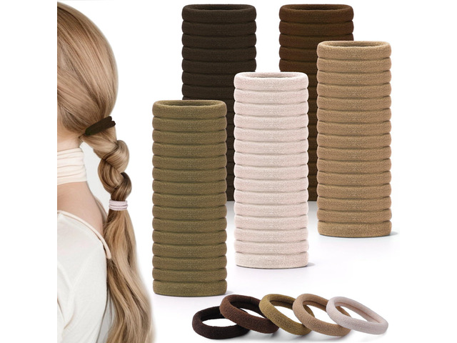 obeoby 100Pcs Nylon Hair Ties for Thick Hair, Elastic Ponytail Holders Seamless Elastic Bands, Stretchy Hair Bands, No-Pull Hold, for Thick or...