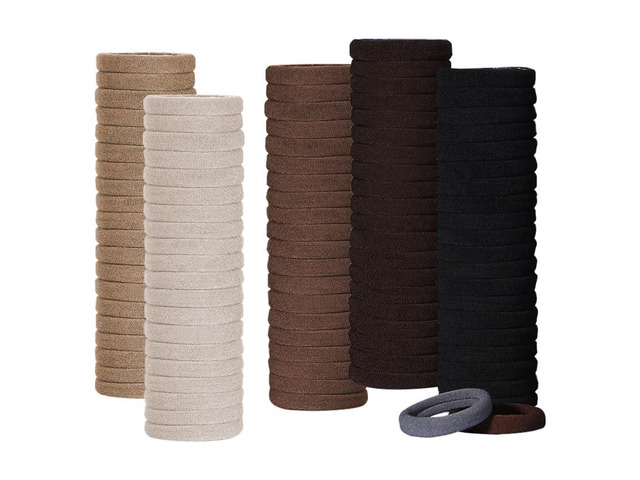 100PCS Hair Ties for Women Girls Thick Hair Bands Strong Stretchy Elastic Ponytail Holders No Damage (Brown, 100pcs)