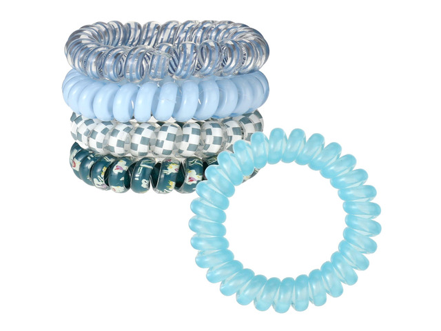 5 PCS Spiral Hair Ties - No Damage, No Crease, Large Elastic, Waterproof Ponytail Holders for Thick & Thin Hair (Color B)