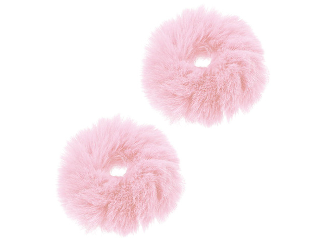 PEOVLVN 2 Pcs Pink Scrunchies, Pom Pom Hair Ties Fuzzy Scrunchies Faux Rabbit Fur Fluffy Ponytail Holders Pink Hair Accessories for Girls Women...