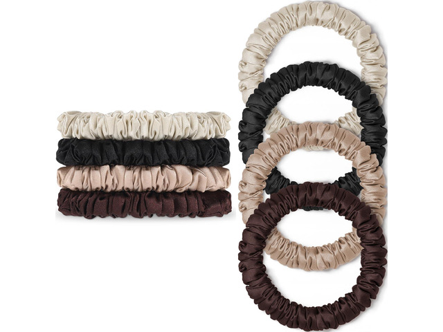 Scrunchies Hair Ties Silky Satin Scrunchy, WantGor Women 4PC Hair Bands Satin Hair Scrunchies Elastic Scrunchies Bracelets Ponytail Holders Hair...