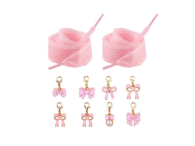 ShiQiao Spl Ribbon Shoe Laces Ties Shoelaces for Women Bday Birthday Gifts for Girls Flat Stripe Shoestrings Shoelace Accessories Clips for...