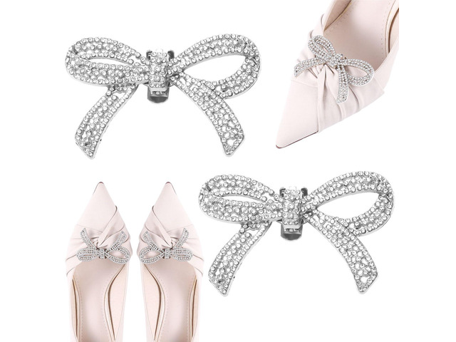 Mikovivi 2pcs Rhinestone Bow Shoe Clips, Decorative Shoe Clips for Women Detachable Sparkling Rhinestone Shoe Charm Bow Shoe Buckles Accessories...