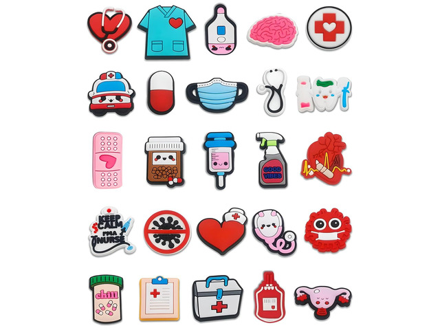 BOWNDY Medical Nurse Decoration Charms,Cute Charm Gift for Toddler Girls Kids Teens Women Adults,PVC Different Charms fit for Clog-Print Shoe...