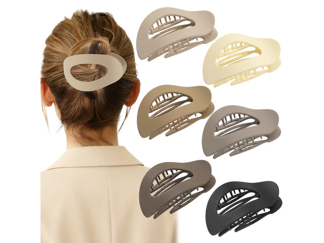 6 PCS Flat Hair Clips for Women, Medium Flat Hair Clips, Flat Claws Clips for Thick Thin Hair, Hair Claw Clips with Secure Hold Double Inner Teeth,...