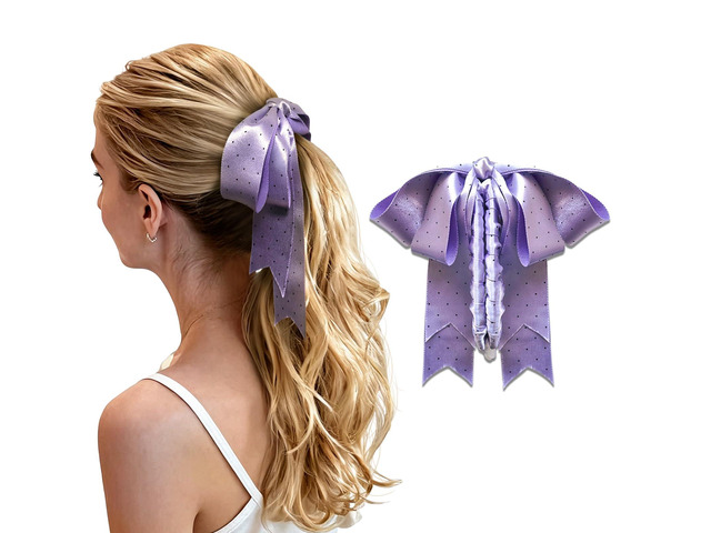 FidesAmor Banana Hair Clips for Women, Cute Satin Polka Dots Hair Bow, Hair Claw Clips Styling Accessories for Thick & Thin Hair (Purple)