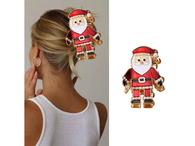 1Pcs Christmas Hair Clips for Women Metal Large Hair Claws Winter Christmas with Pearl Hair Accessories Xmas Cartoon Santa Claus Hair Barrettes...