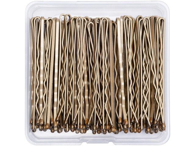 Bobby Pins for Women, Regular Size, Blonde Wavy Pins with Small Box 100 Count, Secure Hold, Comfortable, Suitable for Blonde Light Brown Hair