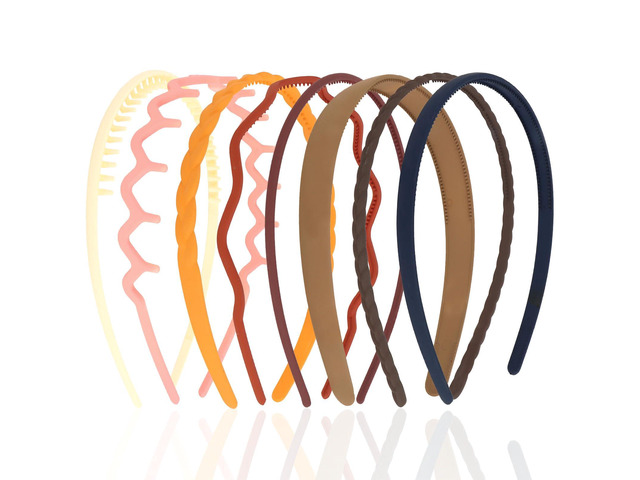 CIEHER 8PCS Zig Zag Claw Comb Headbands, Flex No Pressure Headbands, Plastic Hair Bands with Teeth (Color_5)