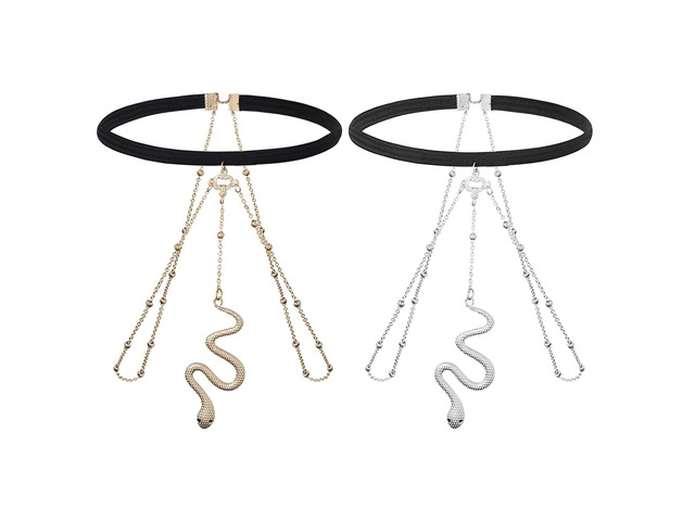 Pacrigo 2Pcs Thigh Chain Gold Leg Chain Jewerly for Women Gold Snake Charm Thigh Bracelet Party Body Chain Jewelry