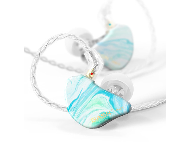 MMCX in Ear Monitor,2DD+1BA Triple Driver Drummers IEM (Bluish White) Noise-Isolating in Ear Headphones with Deep Bass,Two Detachable...