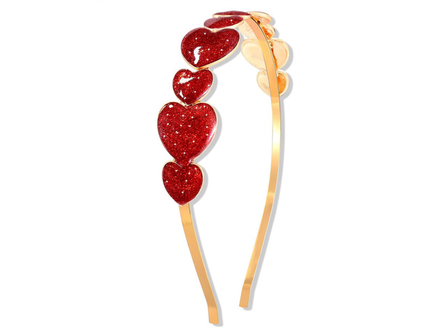 Valentine's Heart Headband Glitter Sparky Sweet Love Heart Hairband Hair Accessories for Women Festive Holiday Gift Red