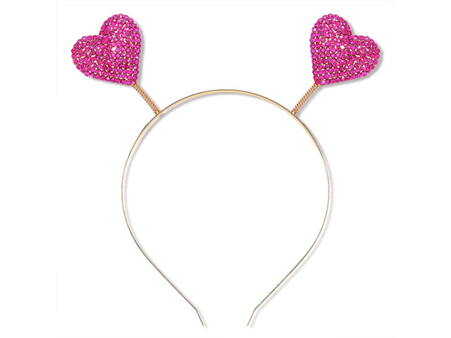 Valentines Day Heart Headband Shinny Rhinestone Heart Hairbands Red Heart Hair Accessory Party Gifts