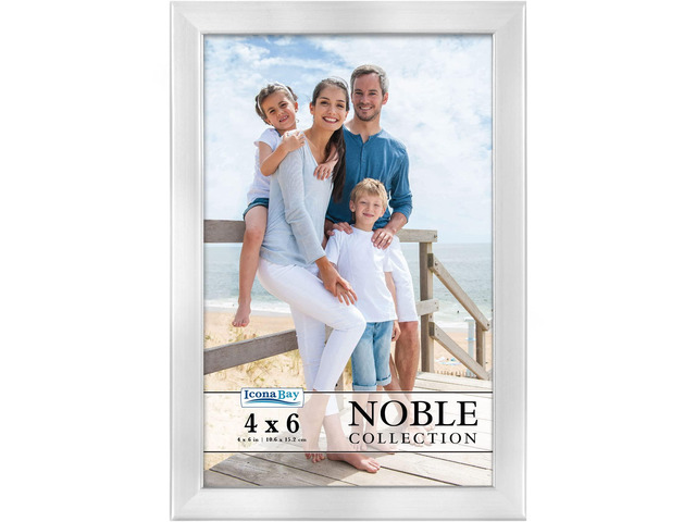 4x6 Silver Picture Frame, Modern Professional Frame, Noble Collection Durable Wood-Plastic Composite Photo Frame, Sleek Metallic Finish, Glass...