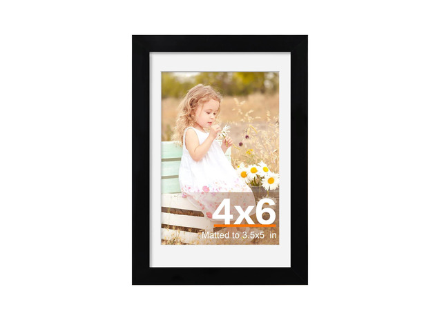 SHOWIN 4x6 Picture Frames Black, Picture Frame for 3.5x5 Pictures with Mat or 4x6 without Mat, Wall or Tabletop Display Photo Frame, 1 Pack
