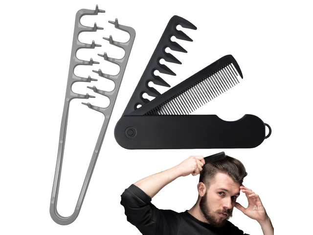 (1 Set)New Upgraded Volumizing Texture Comb Men,Textured Fringe Comb-Unisex Hair Texturizing Comb for Men, Travel Folding Design, Wide...