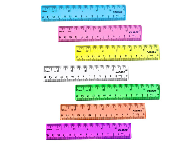 6 Inch Ruler Plastic, Colored Clear Rulers, School, Office, 7PCS Small Plastic Rulers, Transparent, Inches and Centimeters, Millimeters, Heavy...