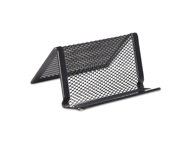 Universal Mesh Metal Business Card Holder, Holds 50 2.25 X 4 Cards, 3.78 X 3.38 X 2.13, Black