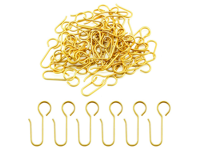 60pcs Metal Curtain Track Hooks S-Shaped Shower Curtain Hooks Gold Small Ceiling Curtain Track Hooks, Drape Curtain Wire Hooks for Bathroom...