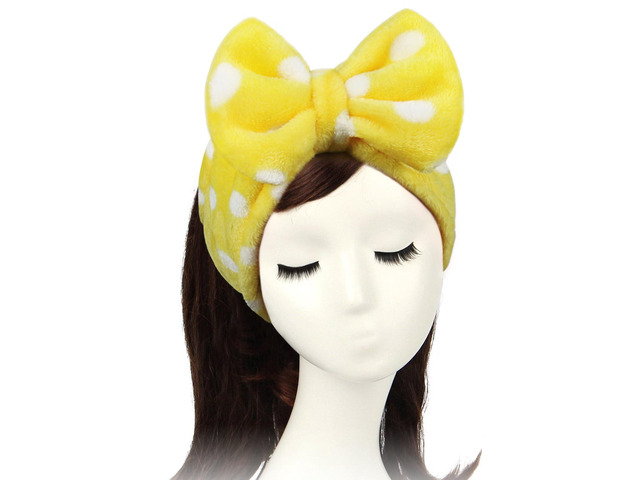 t Super Soft Polka Dots Wash Cosmetic Headband Hairlace (yellow polka dots)