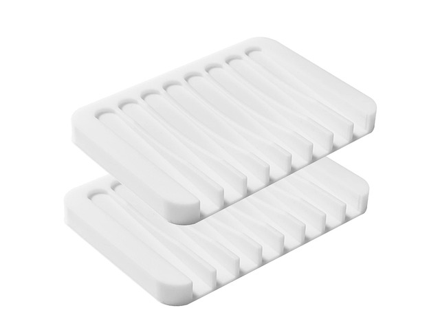 2PCS Self Draining Soap Dishes, Premium Silicone Soap Holder & Saver for Shower, Bathroom, Bath Tub, Razor, Sponges, Bar Soap Dish to Keep Soap...