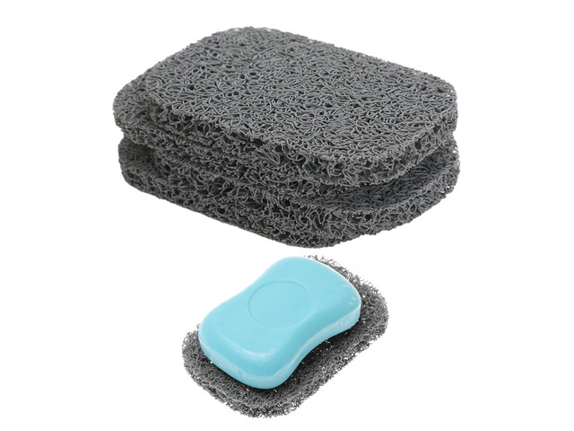 4 Pack Gray Soap Saver for Bar Soaps Draining Lift Pad 2.9' x 4.5' PVC Non-BPA Non-Slip Durable