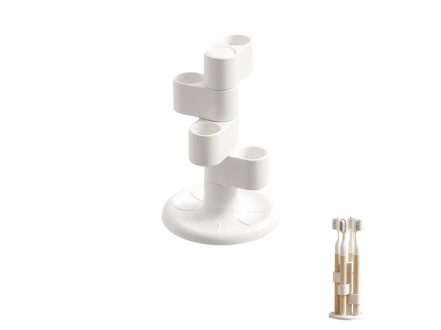 360 Rotating Toothbrush Holder 4-Slot Toothbrush Storage Organizer with Non-Slip Base,Pen Holder,Organizers for Vanity Bathroom...