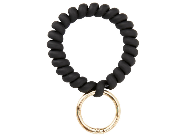 Black Stretchable Wristband Keychain, Inner Diameter 1.65' Durable Waterproof Wrist Key Holder with Adjustable Wristlet Strap - Ideal for Gym,...
