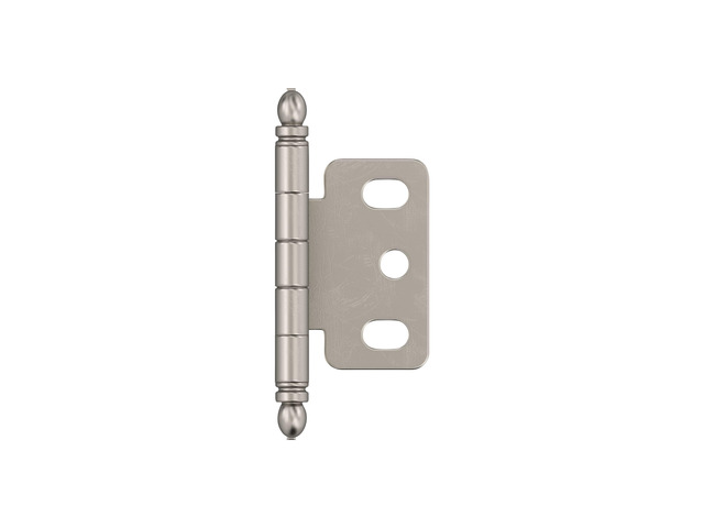 3/4' Partial Wrap Satin Nickel Decorative Cabinet Hinge Non-Self-Closing Steel Cabinet Hinge for Doors with 3/4' (19mm) Door Thickness; Full...
