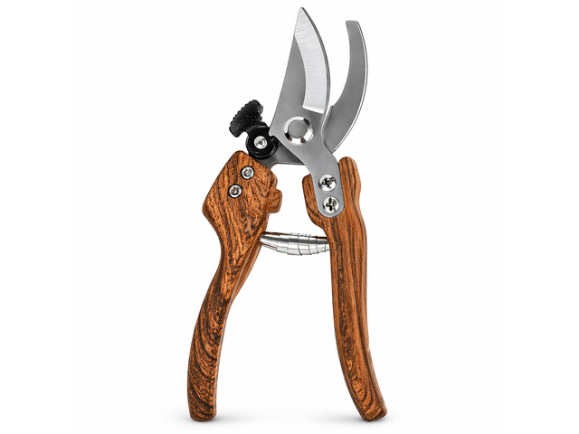 Pruning Shears, 5/8-Inch Cut Capacity Garden Clippers, Spring-Assisted Hand Pruners with Sharp Steel Blade, Ergonomic Wood-Grain Finish Handle for...