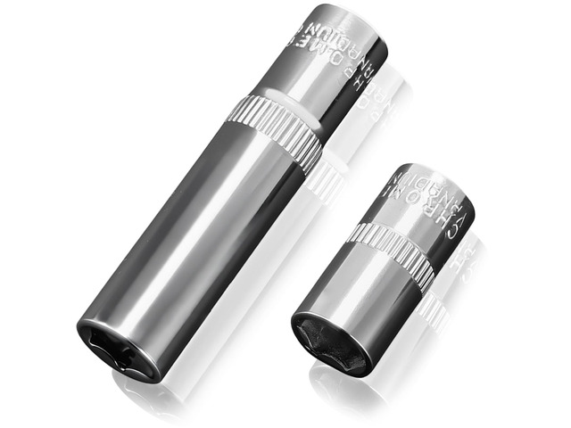 MCSDFN 2Pcs 1/4' Drive 8mm Deep & Shallow Socket Set 6-Point CR-V Metric Impact Socket for Ratchet Torque Electric Wrenches Car Repair, Mirror...