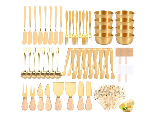 188Pcs Charcuterie Utensils Set, Gold Cheese Knife Set & Charcuterie Board Accessories - Mini Spreaders Tongs Spoons Forks Dip Bowls Cocktail Picks...