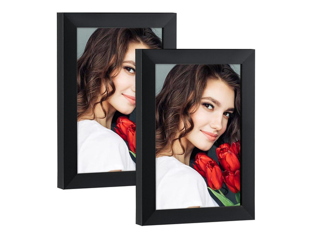 4x6 Picture Frame Set of 2, Black Picture Frame, Wooden Picture Frames with HD Plexiglass Display Photo 4x6, Horizontal and Vertical for Wall and...