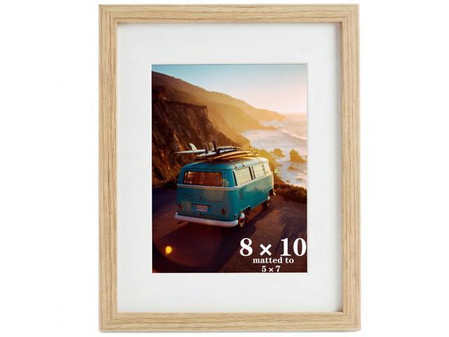 8x10 Picture Frame - Solid Wood Picture Frames with HD Plexiglass, Oak Wood 8x10 Photo Frames Matted to Displays 5x7, Oak Wood Frame for Wall...