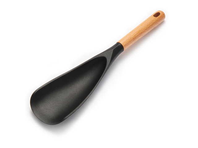 Silicone Cooking Spoon for Nonstick Cookware - Wooden Handle Kitchen Spoon for Mixing, Flipping, Scraping & Serving - Heat-Resistant Spatula for...