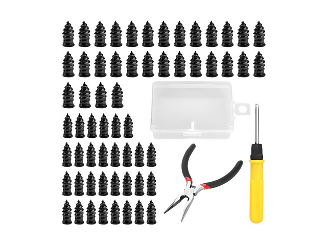 Osilly 60PCS Car Tire Repair Rubber Nails, Deep Threads Screw in Tire Plugs with Pliers & Screwdrivers, Automotive Tyre Repair Screws Fast Repair...