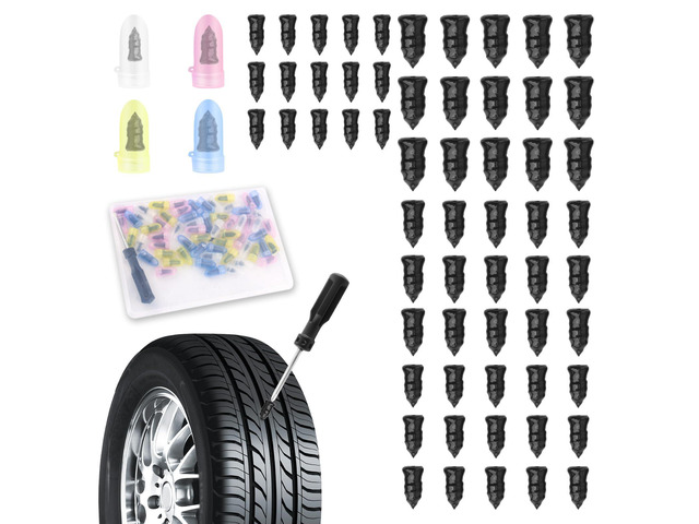 IHOTDER Upgraded 60PCS Car Screw Tire Plugs Kit,Self-Service Tire Repair Rubber Nail Kit with Screwdriver & 4 Sizes of Tires Repair...