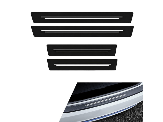 Qurbuns 4 PCS Car Door Sill Protectors, Door Edge Step Dust Shield Strips, Automotive Rubber Scratch Resistant Entry Sill Guards, Universal for...