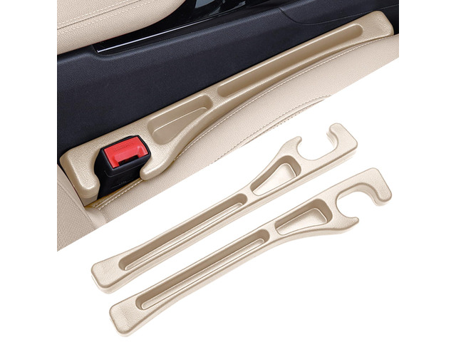 ROCKHUGO Seat Gap Fillers with Seat Belt Holes,No Drop Seat Guard for Cars,Car Side Seat Gap Filler Organizer 2 Pack (Beige)