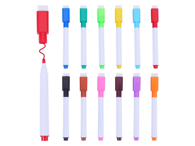 12 Pcs Magnetic Dry Erase Markers, Fine Tip Point Whiteboard Markers with Erases White Board Dry Markers for Teachers Office School Supplies