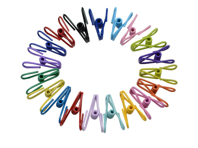 Chip Clips, 20 Pcs 2 Inch 10 Different Mixed Colors Utility Metal Clips PVC-Coated High Elasticity Good Persistence for Clothespins Paper/Food Bag...