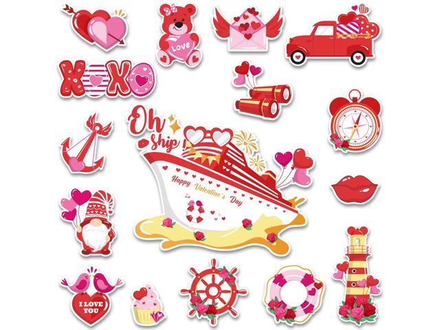 16 Pcs Valentine's Day Door Decorations, Valentines Car Refrigerator Cruise Door Magnets Stickers, Reusable Magnets for Cabin Ship Carnival...