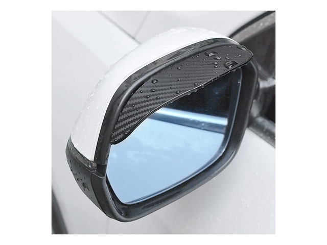 Blilo 2PCS Smoke Visor Guards for Car Side Mirrors - Waterproof Carbon Fiber Auto Rain Eyebrows for Cars, Trucks and SUVs - Universal Fit (Black)