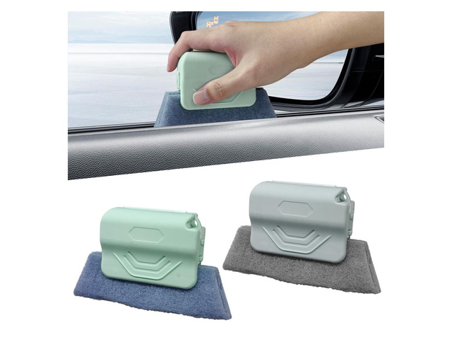 Deaelf 2PCS Magic Window Track Cleaner (Green & Gray) Hand-held Window Groove Cleaning Brush, Vehicle Clean Tool Accessory for Sliding Door, Sill,...