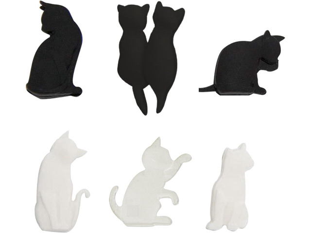 6Pcs Black White Heat-resistant Silicone Tea Bag Clips Set Cartoon Cat-shaped Reusable Holders for Bags Drink Markers Food Tea Accessories