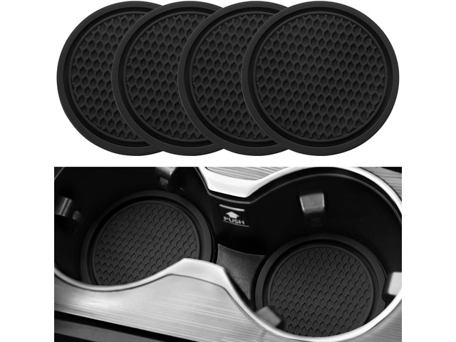 Car Cup Coaster, 4PCS Universal Non-Slip Cup Holders Embedded in Ornaments Coaster, Car Interior Accessories, Black