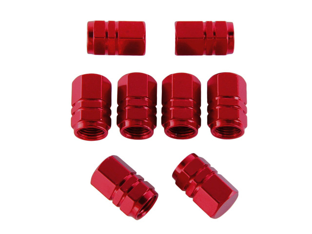 8 Pcs Red Tire Stem Valve Caps, Wheel Valve Covers, Hexagon Aluminum Universal Dustproof Tire Stem Cover, Corrosion Resistant, Fits Car Truck...